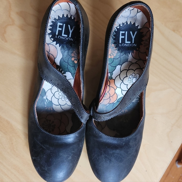 COPY - Escarpin cuir newbuck, fly london, gris charcoal - Picture 4 of 7